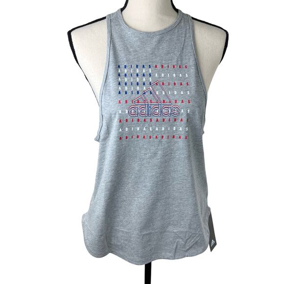 Adidas NWT Americana Flag Tank - Gray Racerback Top Size Medium - Picture 1 of 11